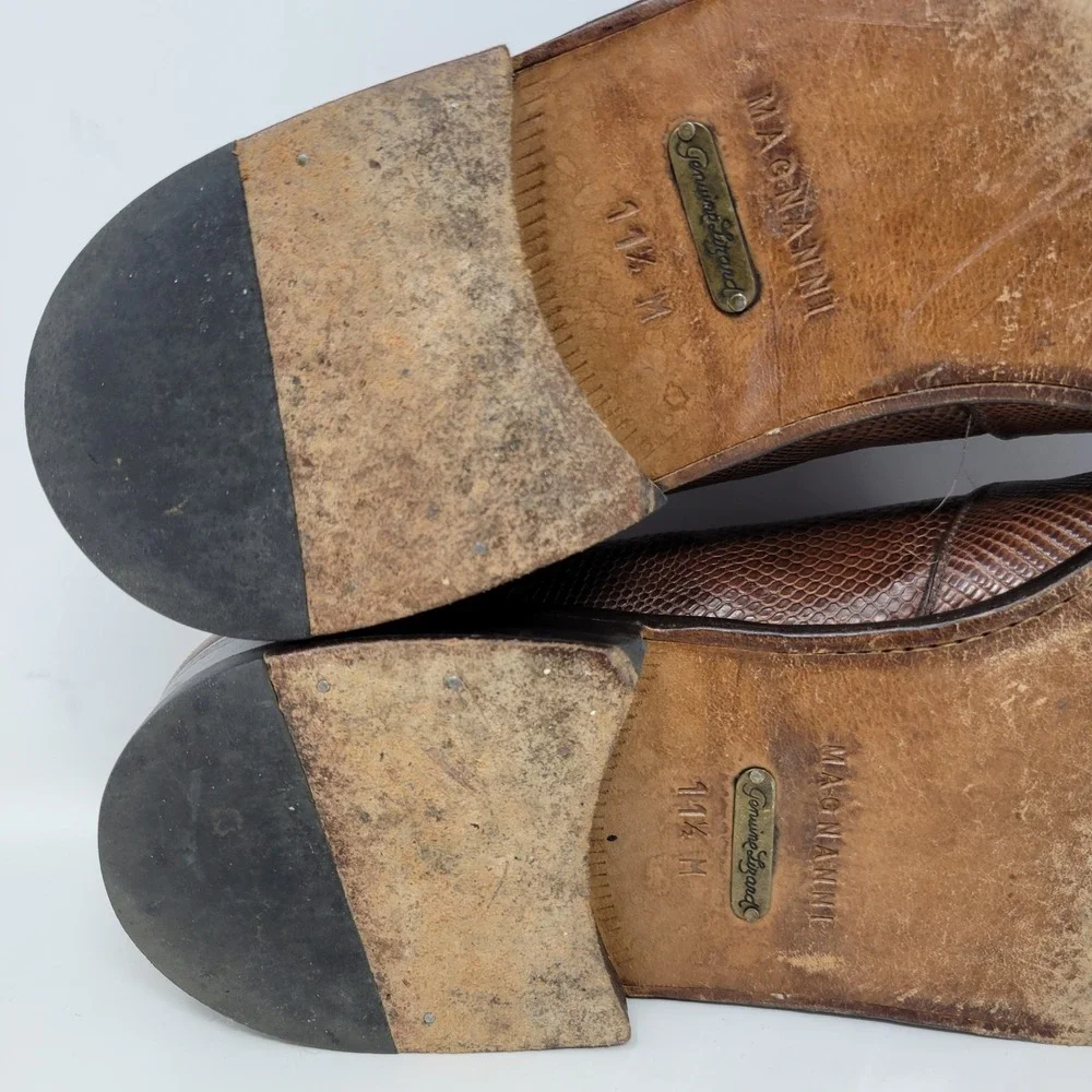 Magnanni Mens 11.5 M Genuine Lizard Penny Loafers Brown Exotic Shoes Spain 8863